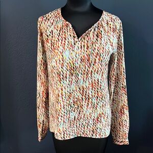 The Limited multi-colored reptile print long sleeve blouse sz S small semi-sheer